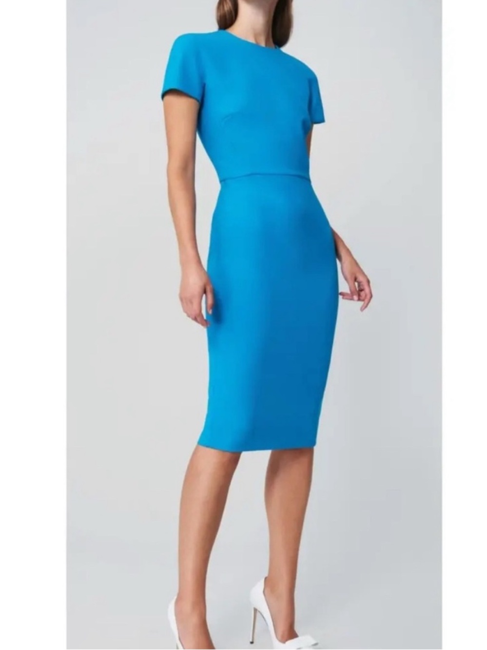 Victoria Beckham Blue Short Sleeve Dress